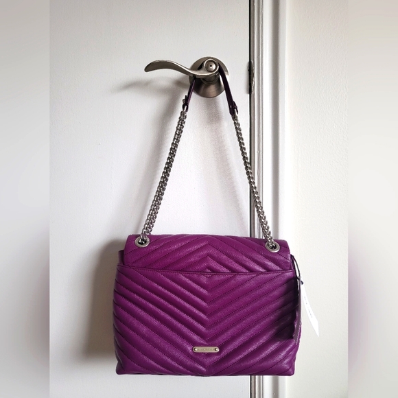 Nwt rebecca minkoff viola edie flap leather convertible chevron bag - Picture 5 of 12